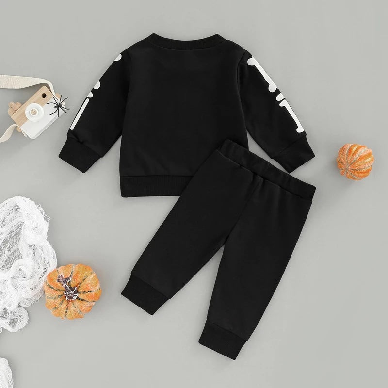 Children's Skull Clothing Boys' Girls' Cotton Long Sleeve Sweater Trousers Two-piece Suit by Ricaloux