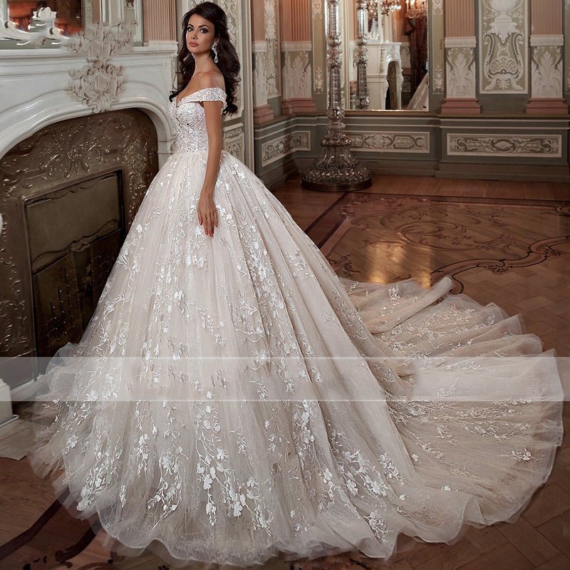 Off-shoulder French-style Bride Trailing Mori Style Simple Small Wedding Dress - RICALOUX