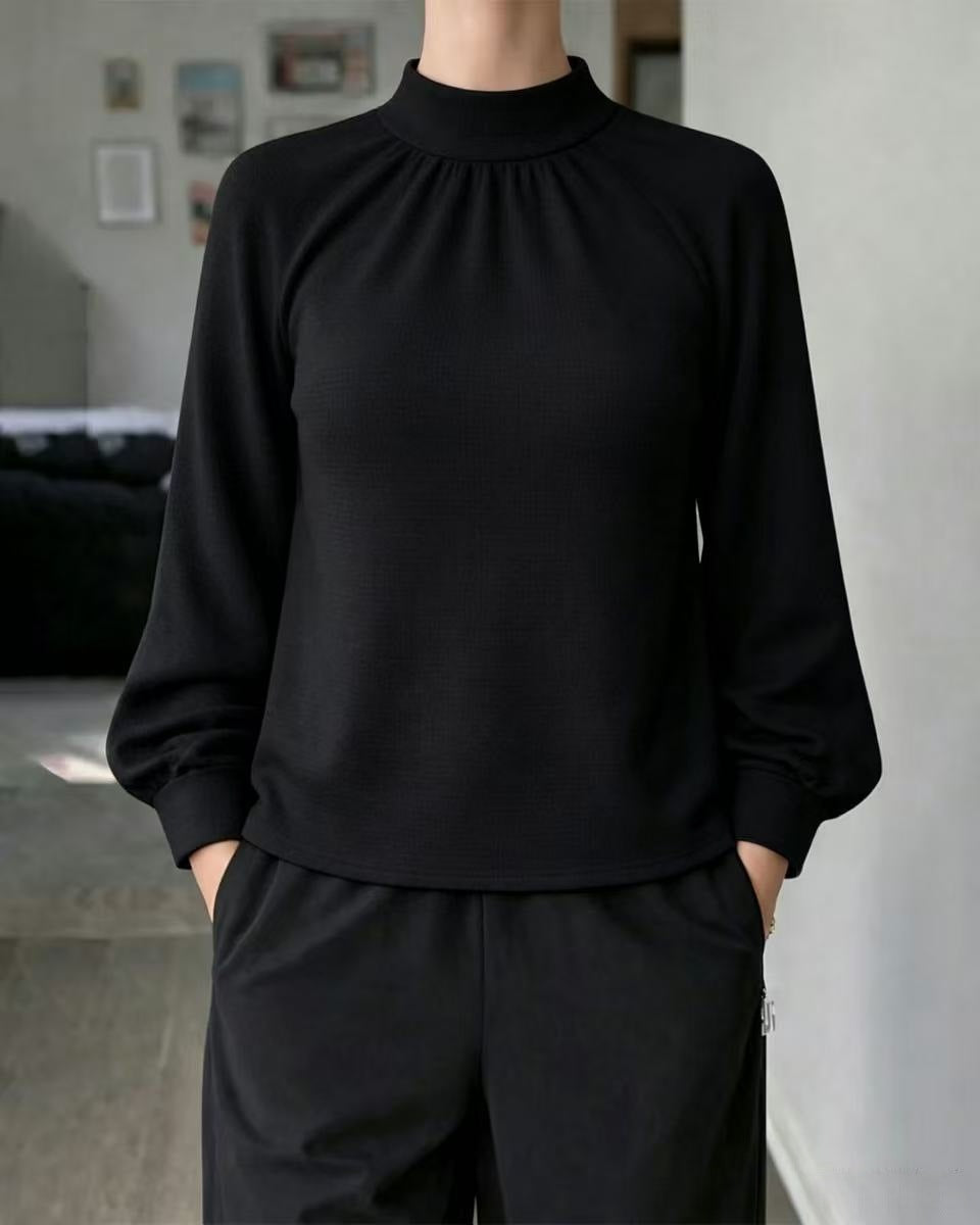 Springautumn Knitted Long-sleeve Casual Raglan-sleeve Turtleneck Lace-trimmed Sweater Bottoming Shirt – Premium 0 | RICALOUX