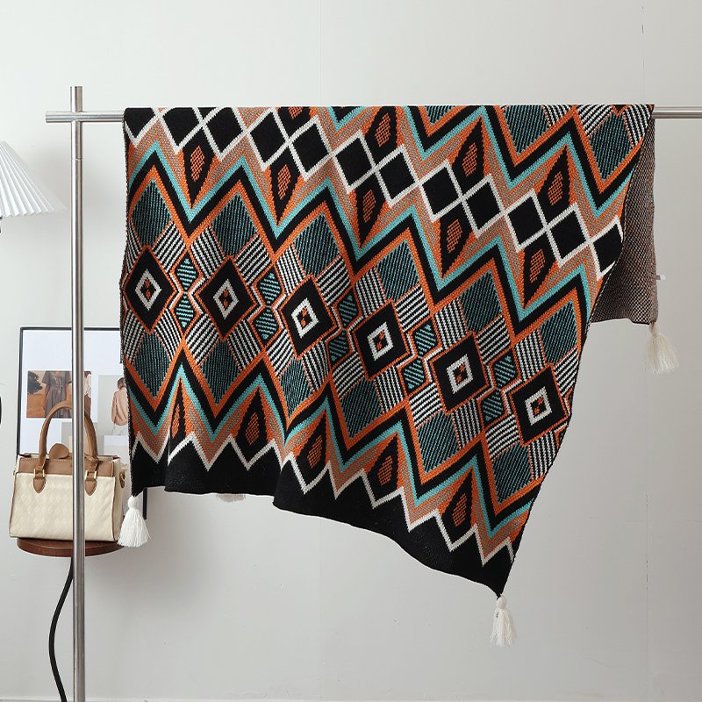 Ethnic-style Knitted Tassel Shawl – Premium 0 | RICALOUX