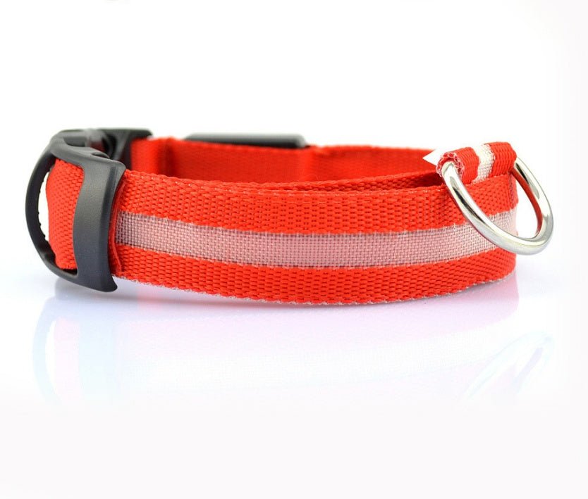 Nylon LED Pet Dog Luminous Collar Night Safety Flashing Glow in Dark Dog Cat Leash Adjustable Pet Supplies - RICALOUX