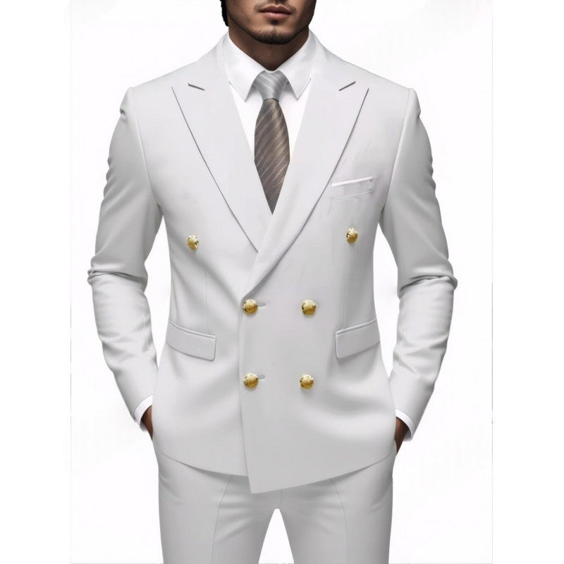 Mens Double-Breasted Fashionable Casual Blazer by Ricaloux