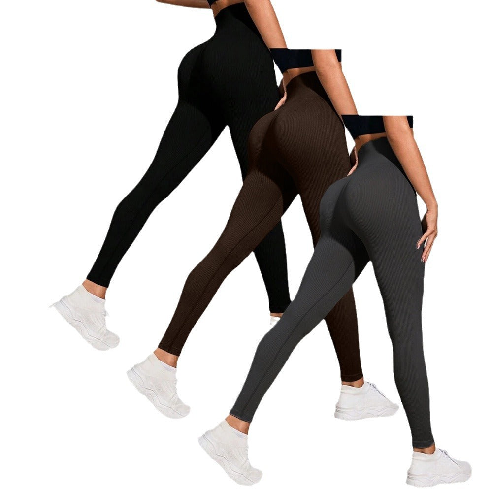 Ribbed Seamless Yoga Pants For Autumn And Winter, High-waisted Tight Sports Leggings, Yoga Apparel Leggings by Ricaloux