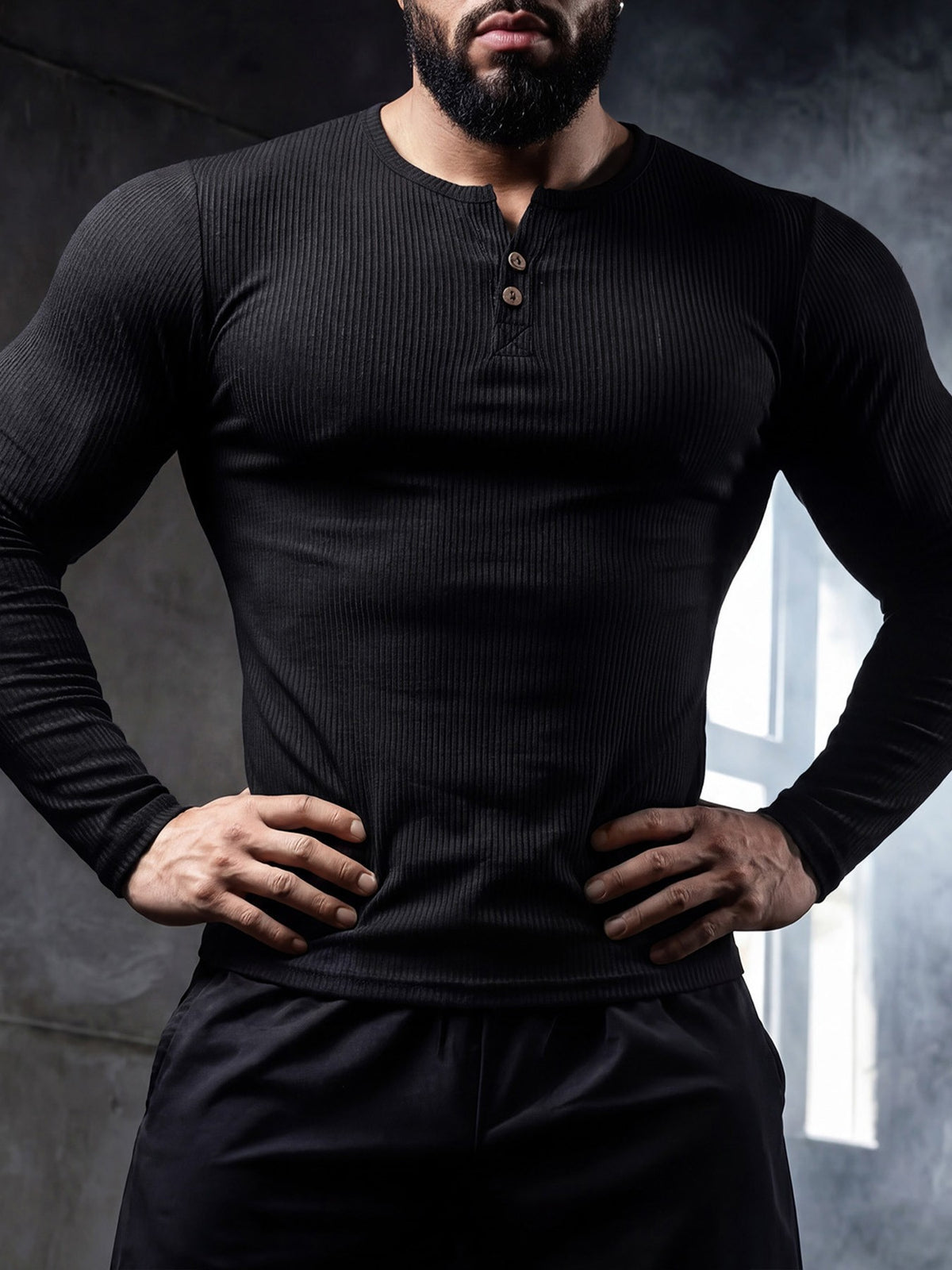Muscle-fit Sporty-casual Half-button-down Long-sleeve – Premium 0 | RICALOUX