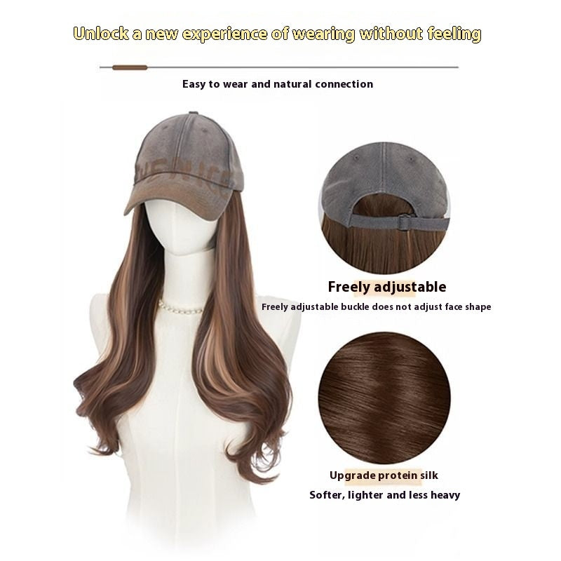 All-in-one American Retro Denim Peaked Cap Dyed Micro-roll Wig – Premium 0 | RICALOUX