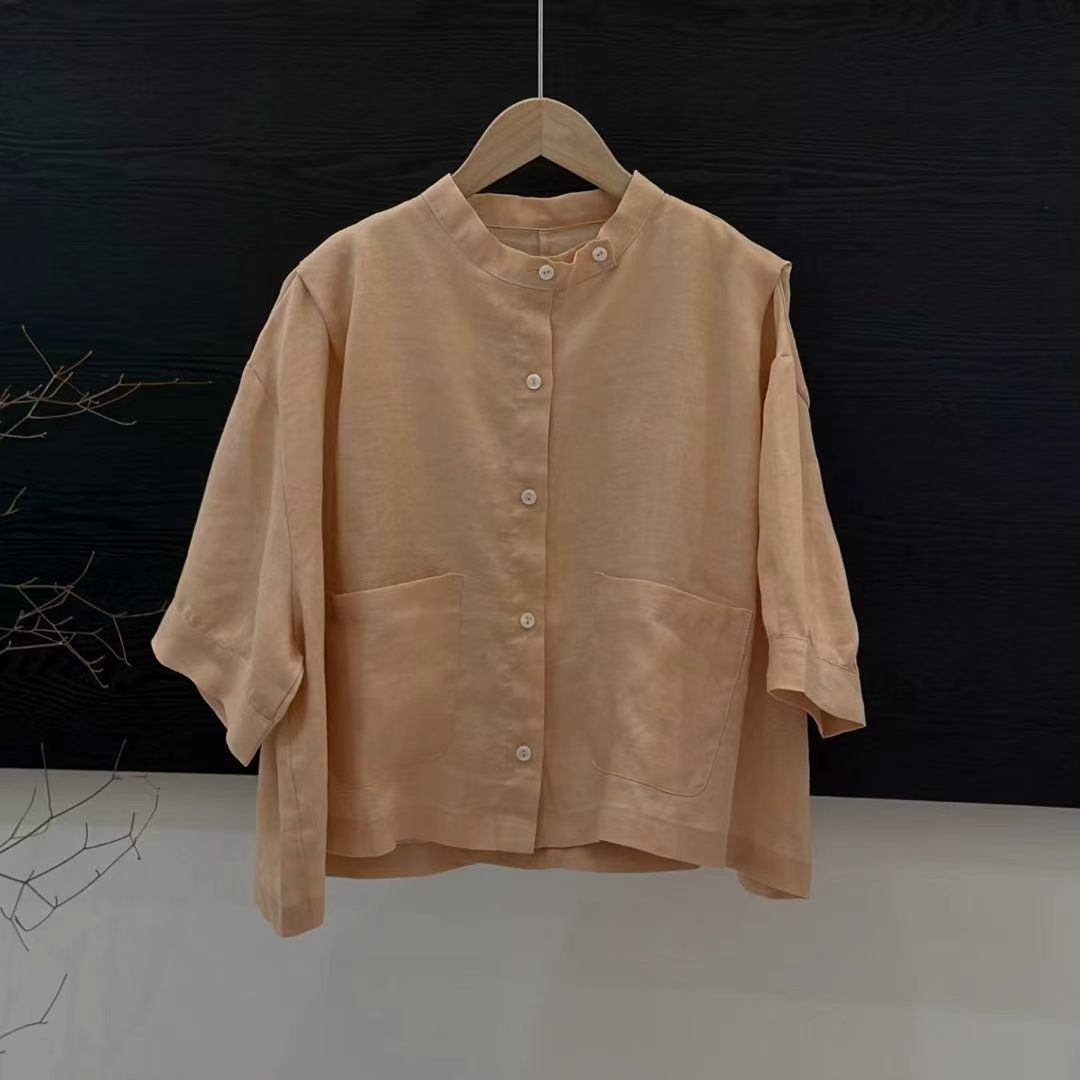 Womens Retro Solid-Color Mock-Neck Loose-Fit Top – Premium 0 | RICALOUX