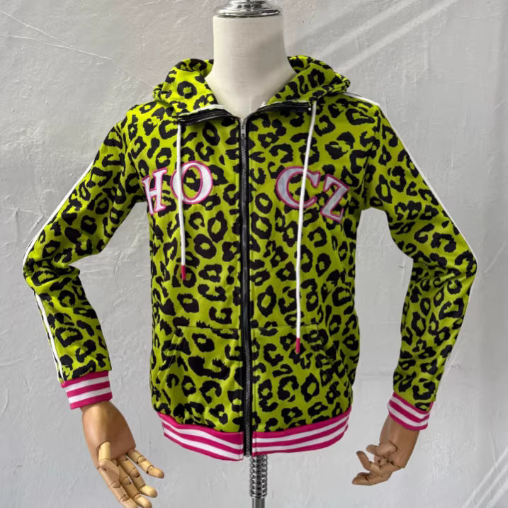 Yellow Leopard-Print Hoodie With Devil Horns For Women – Premium 0 | RICALOUX