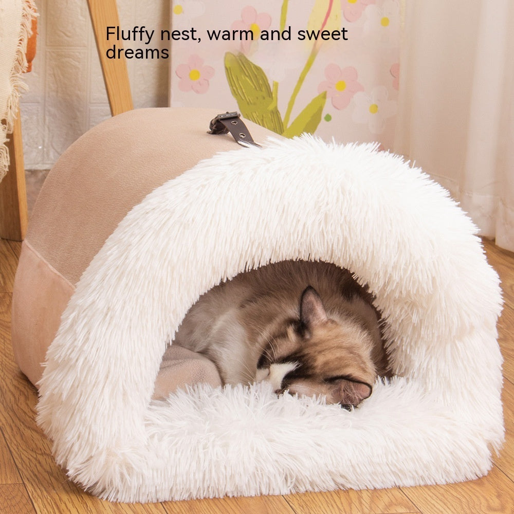 New Splice Portable Pet Nest Portable Autumn And Winter Warm Dog Nest Moisture-proof Long Fur Cat Nest Cross Border Pet Nest by Ricaloux