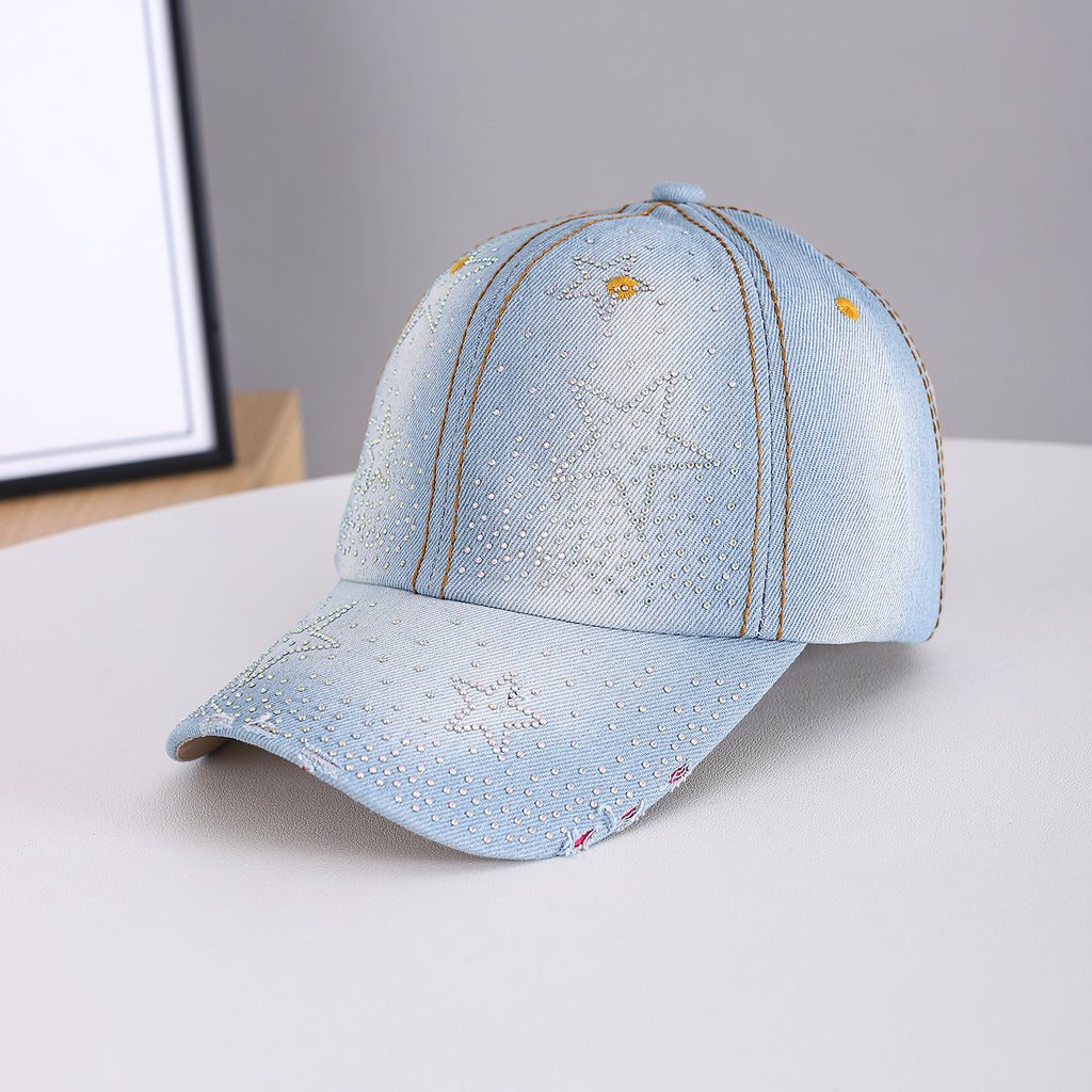 Spring And Summer Style Of Glittering Star-pattern Gradient Full-diamond Brimmed Water-washed Street Cool Baseball Cap, Suitable For Daily Commuting And Outings. – Premium 4 | RICALOUX