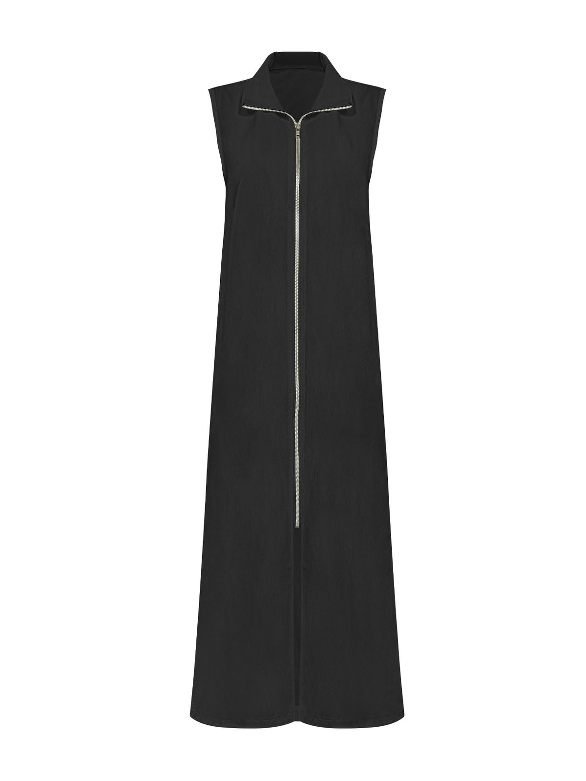 Women's Sleeveless Zip Front Maxi Dress Stand Collar Split Hem Casual Long Dress For Summer by Ricaloux