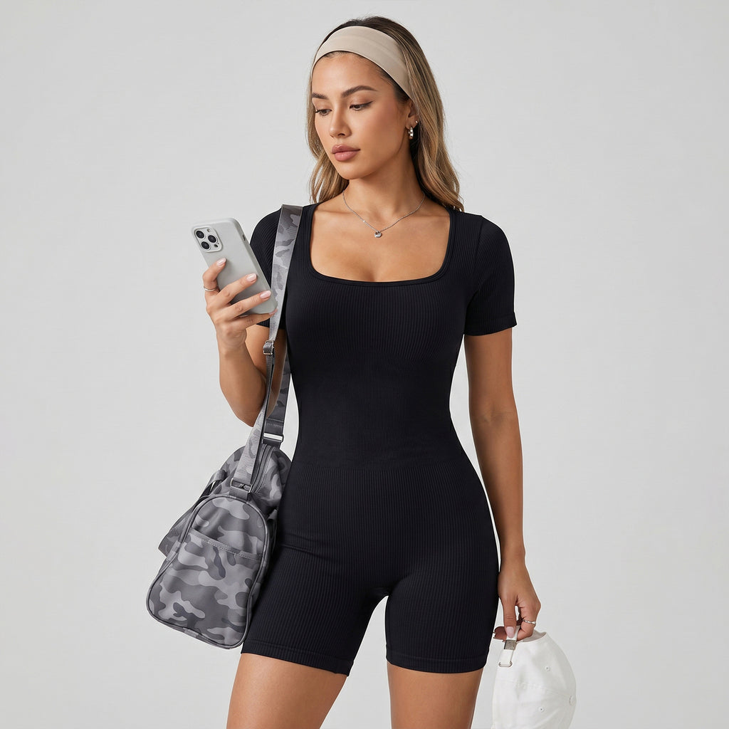 Shorts-style Yoga Bodysuit Sports Set by Ricaloux