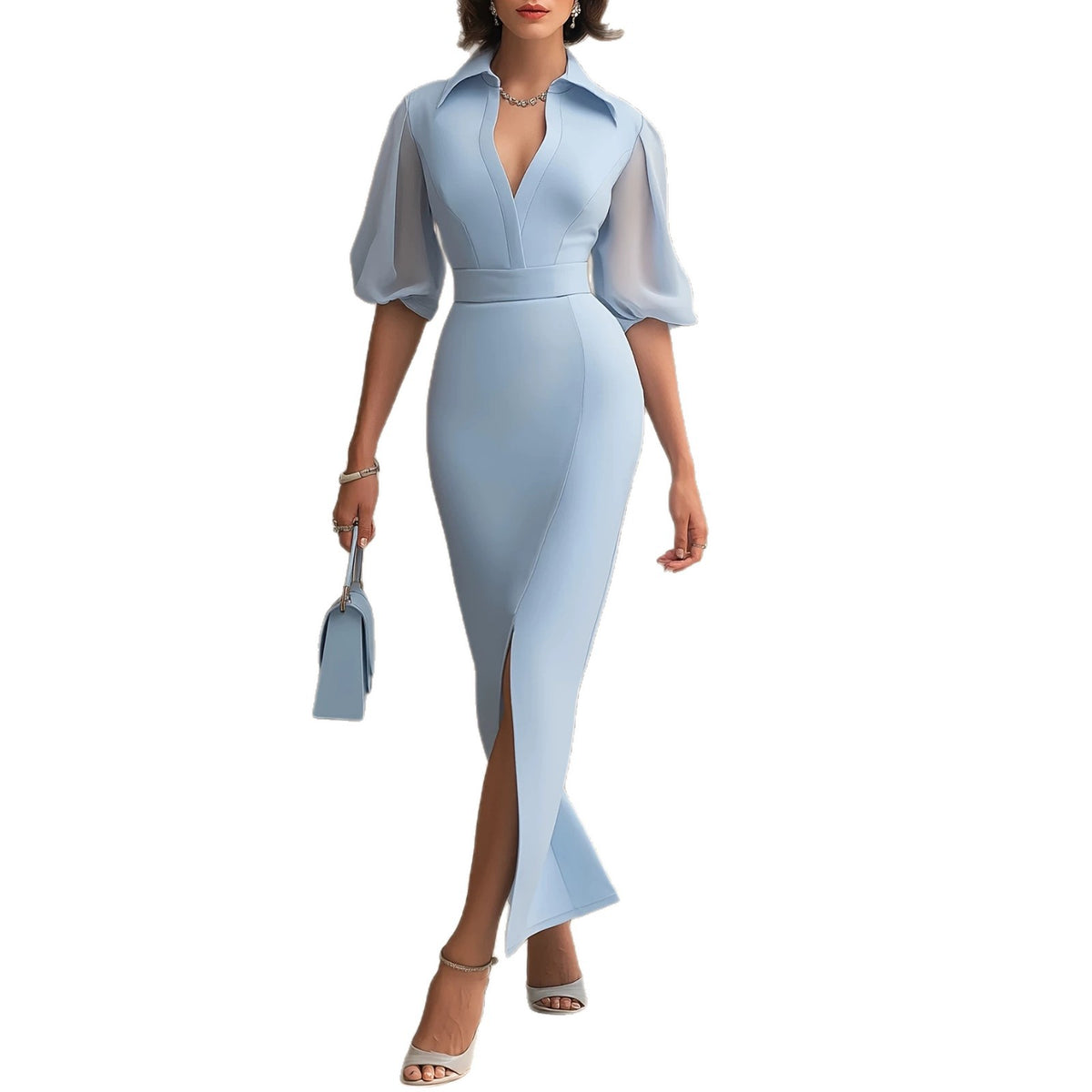 Womens Urban Elegant Solid-Color Casual Dress by Ricaloux
