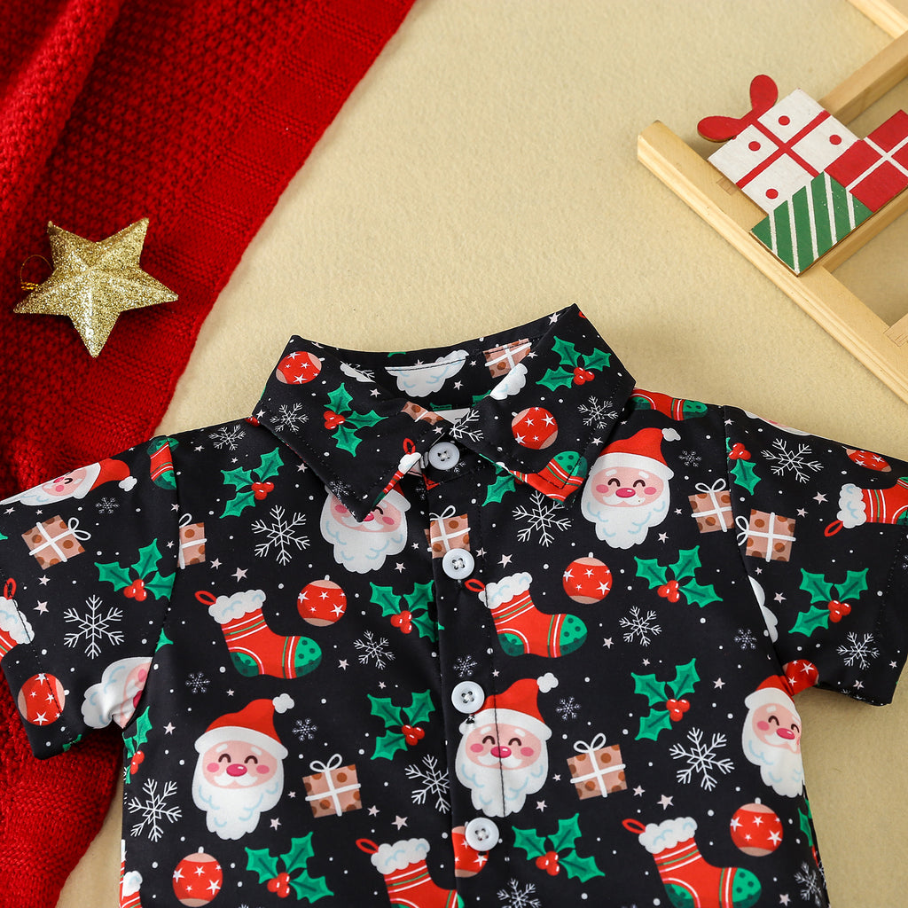 Christmas Children's Clothing Boys' Short-sleeved Printed Shirt - RICALOUX