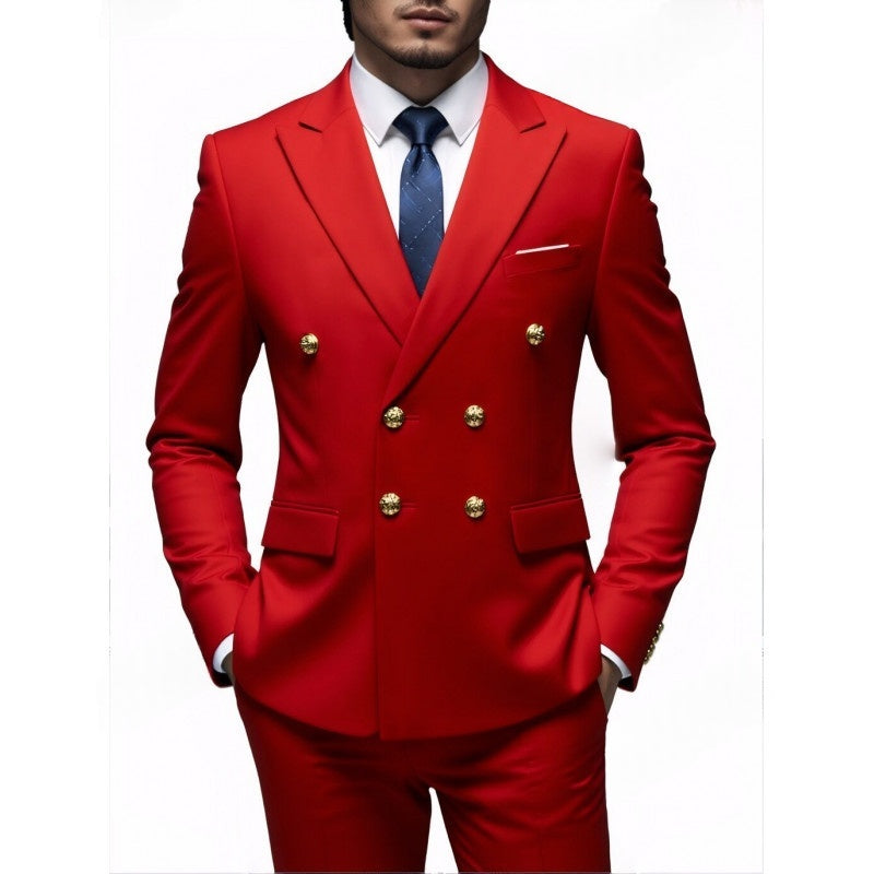 Mens Double-Breasted Fashionable Casual Blazer by Ricaloux