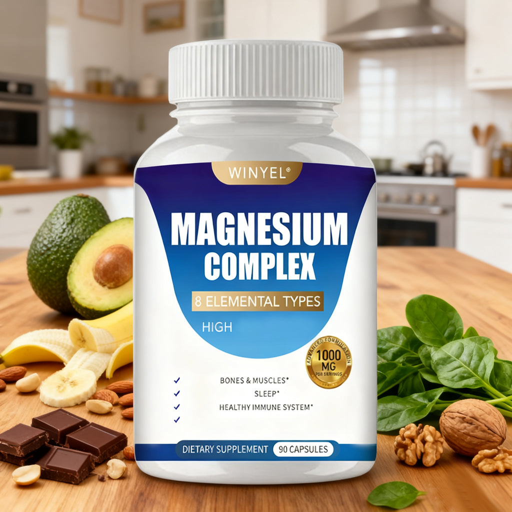 MAGNESIUM COMPLEX Wellness Capsules With Malate & Glycinate And 8 ELEMENTAL MAGNESIUM, Supports Health 90 Capsules, Dietary Supplement. – Premium 4 | RICALOUX