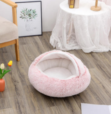 2 In 1 Dog And Cat Bed Pet Winter Bed Round Plush Warm Bed House Soft Long Plush Pets Bed Pet Products by Ricaloux