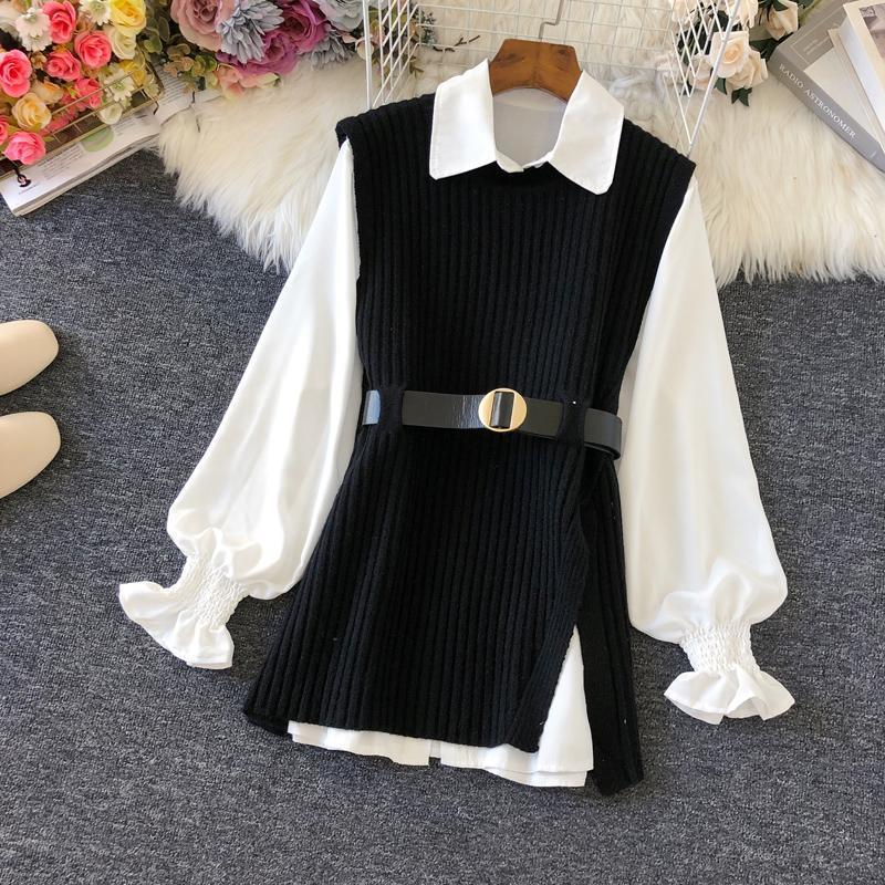 Shirt Knitted Two-piece Vest Set Fan High Quality Casual Fashion - RICALOUX