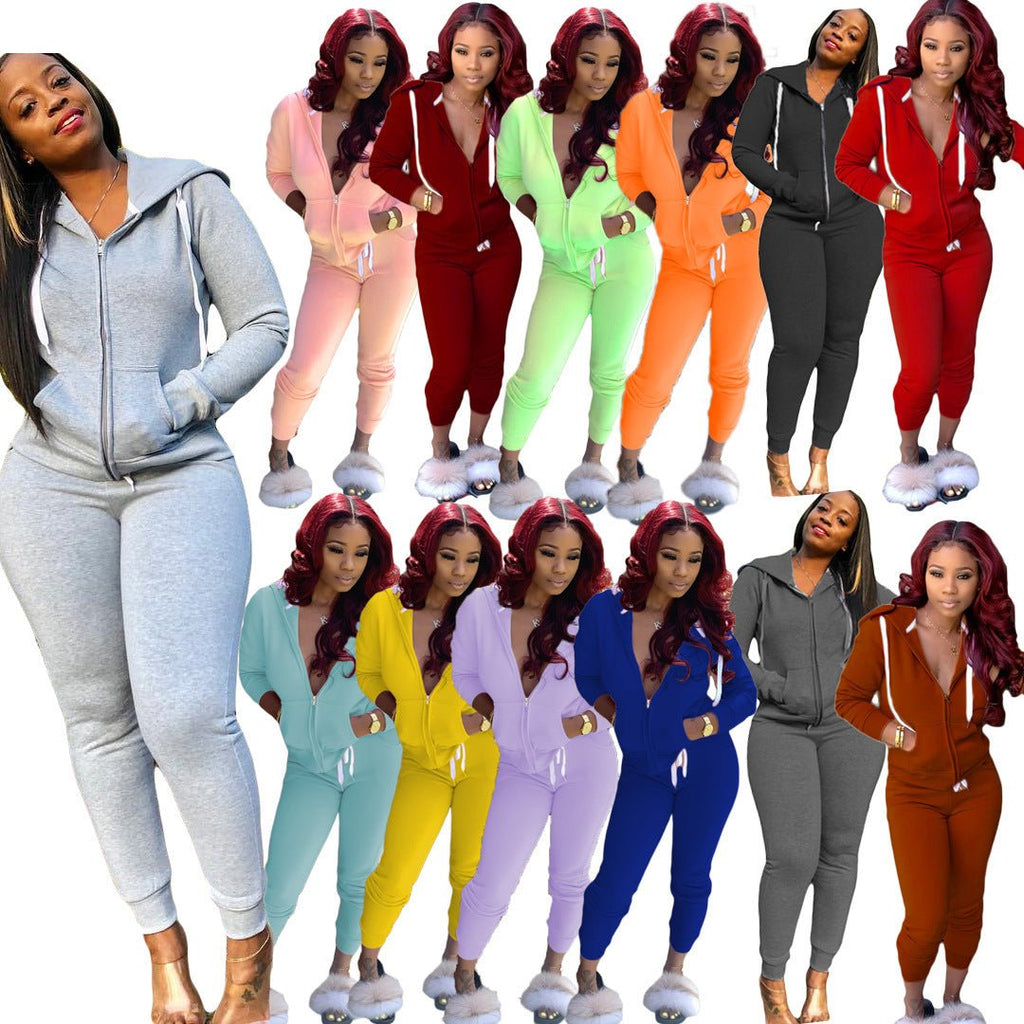 Women's Clothing Solid Color Hoodie Suit Sports - RICALOUX
