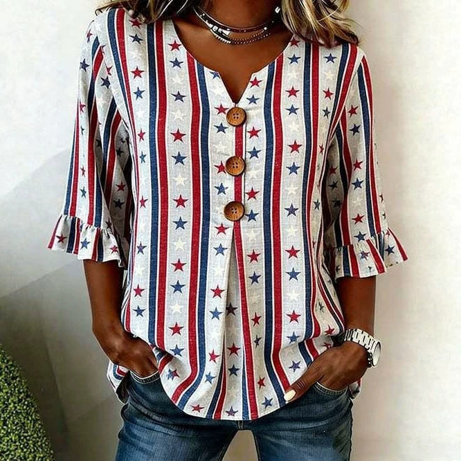 Womens Lace-trimmed Half-sleeve Casual Loose-fit Versatile Blouse – Premium 0 | RICALOUX