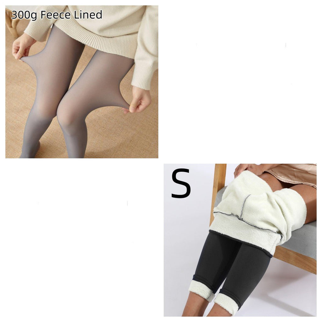 Fleece-lined Thickened Sheer Tights Leggings Transparent One-piece Pantyhose Superb Fleshcolor Pantynose - RICALOUX