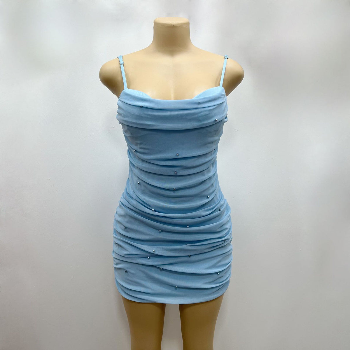 Stretch Mesh-strapped Pearl-embellished Sexy Slim-fit Mini Dress – Premium 0 | RICALOUX