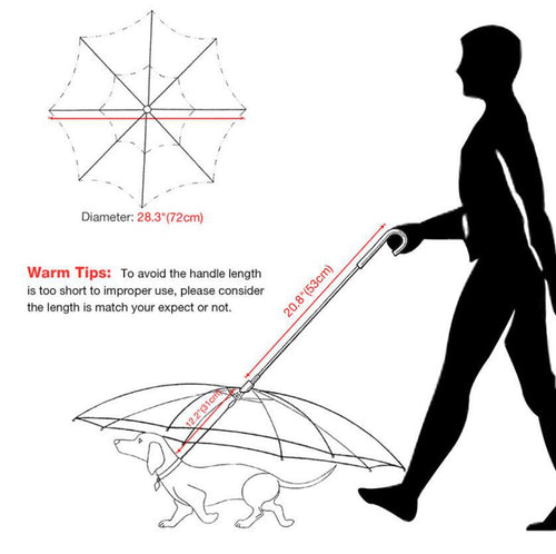 Dog's Transparent Umbrella With Traction Chain Removable Umbrella Pet Products by Ricaloux