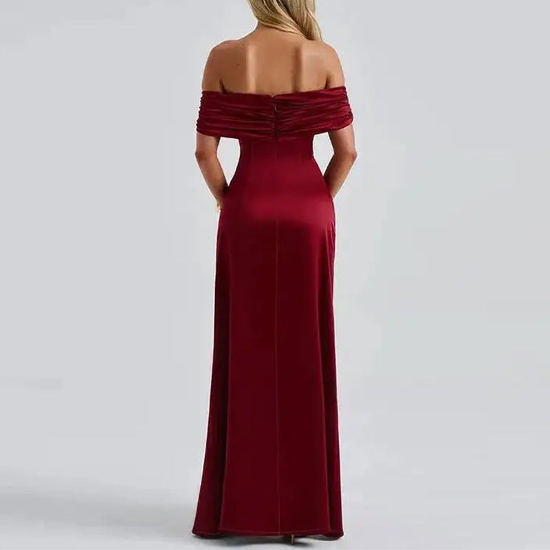 Elegant Waist-cinching Slim-fit Solid-color Long Dress – Premium 0 | RICALOUX