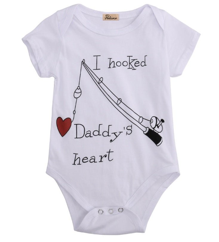 New Infant Baby By Boy Clothes Girl Babygrowth Playsuit Romper I Hooked Daddys Heart Newborn Baby Clothes UNISEX BABY Rompers - RICALOUX