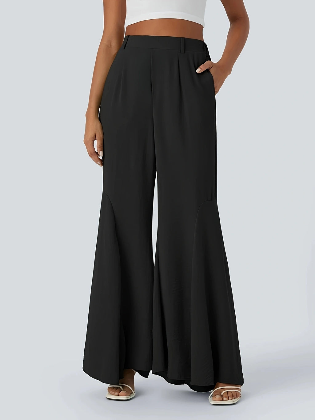 Stylish And Elegant Solid-color Versatile Flared Pants For Women by Ricaloux