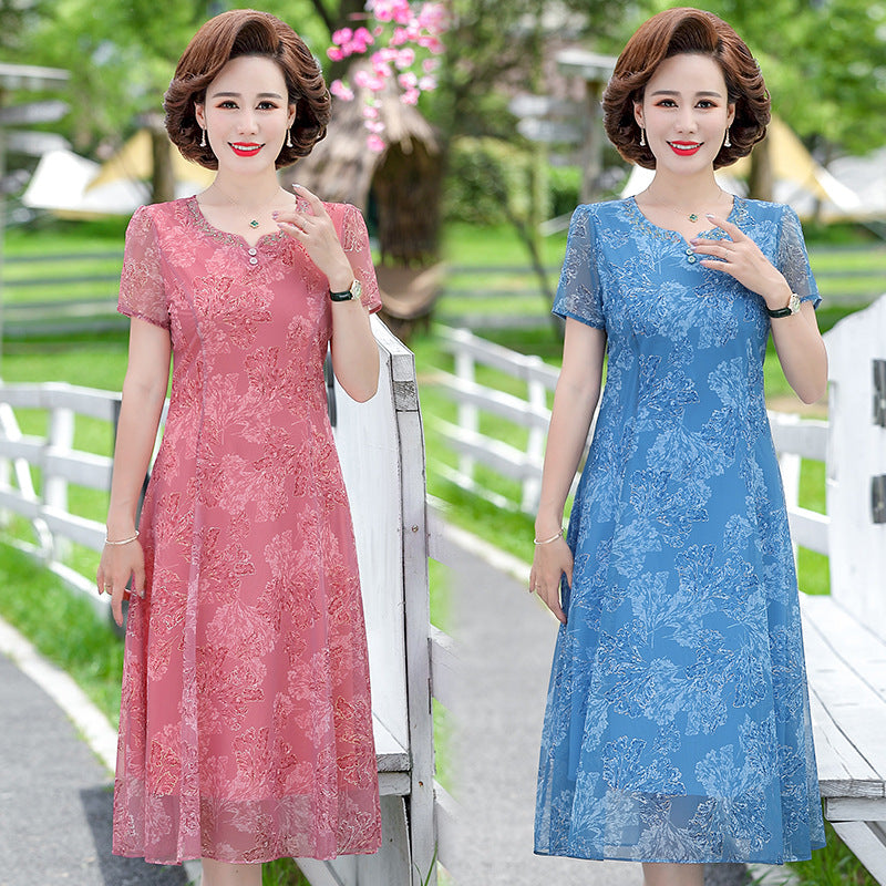 Stylish Short-sleeved Summer Dress For Middle-aged Moms – Premium 0 | RICALOUX