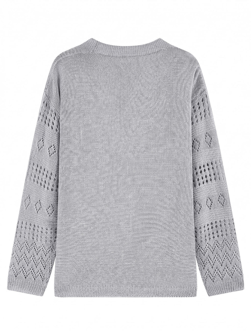 Women Boho Hollow Diamond Knit Cardigan Loose Long Sleeve Open Front Beach Cover Up by Ricaloux