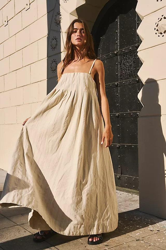 Patchwork Cotton Off-shoulder Strap Maxi Dress – Premium 0 | RICALOUX