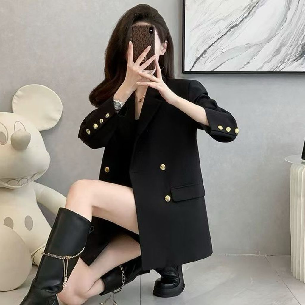 Womens Casual Solid-color Fashionable Black Coat by Ricaloux