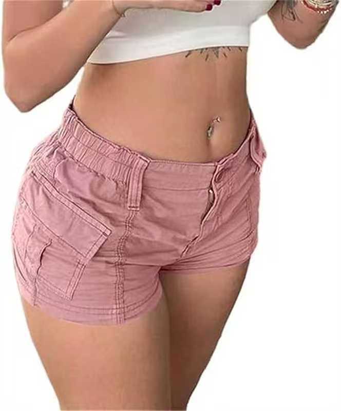 Womens Versatile Fashionable Solid-color Utility Denim Shorts – Premium 0 | RICALOUX