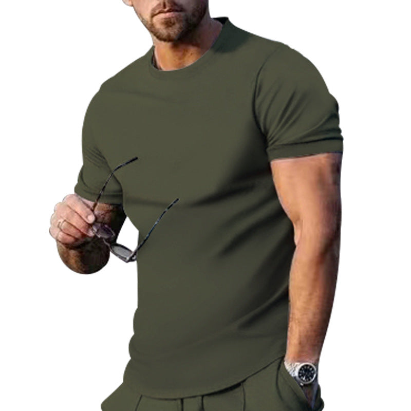 Mens Summer Solid-Color Crew-Neck Short-Sleeve Top – Premium 0 | RICALOUX