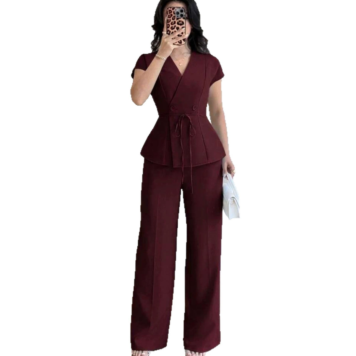 Womens Casual-Style Lace-Up Button Vest And Pants Set – Premium 0 | RICALOUX