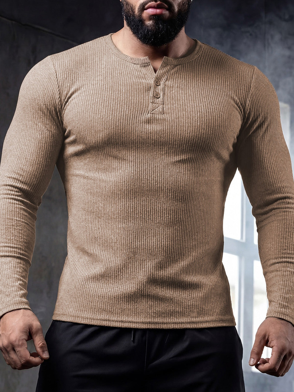 Muscle-fit Sporty-casual Half-button-down Long-sleeve – Premium 0 | RICALOUX