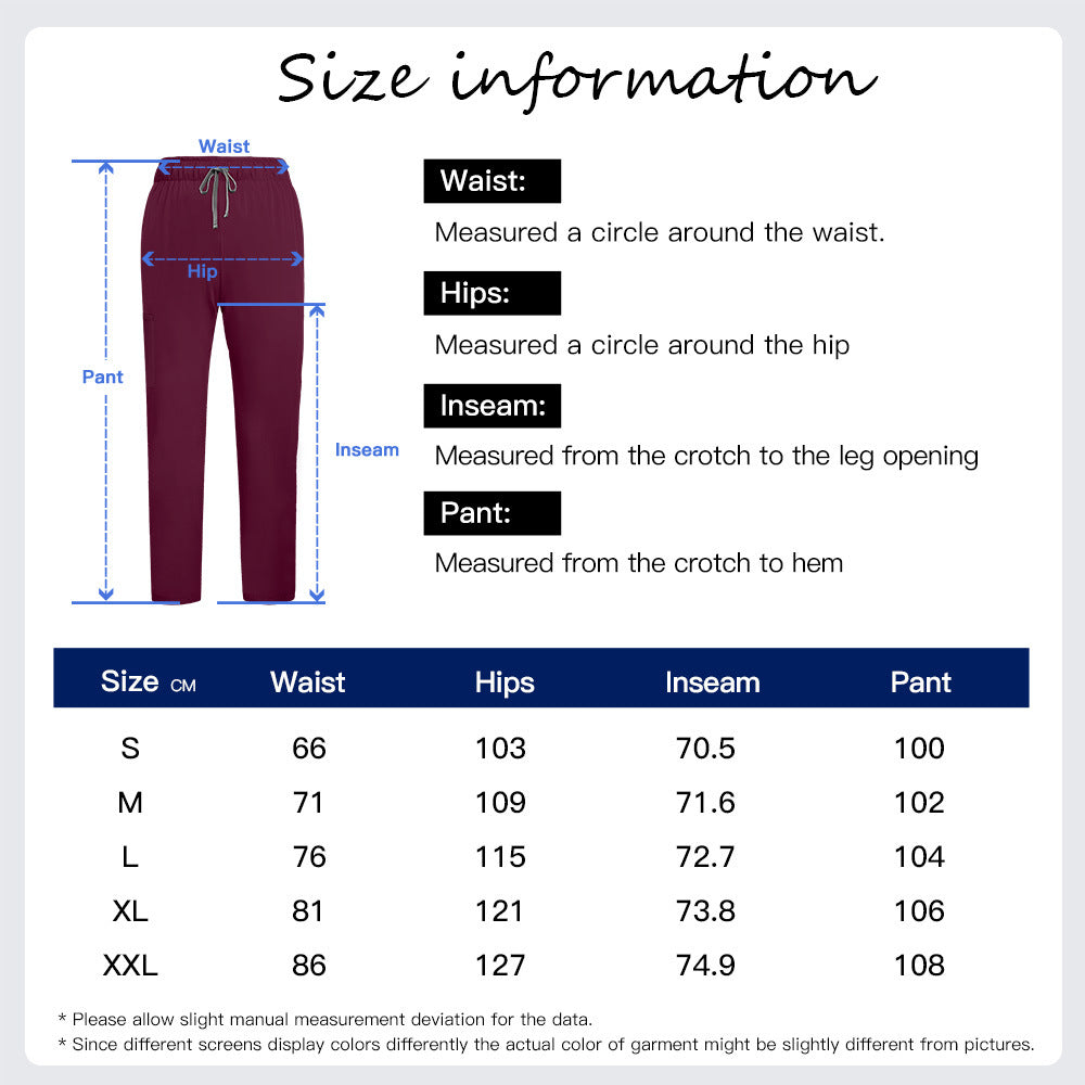 Comfortable Elastic Waist Nurse Pants by Ricaloux