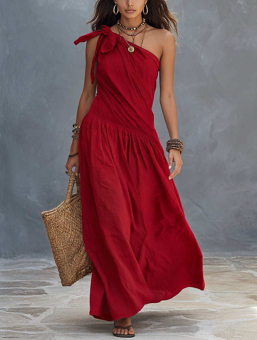 Womens Off-shoulder Asymmetrical Dress by Ricaloux