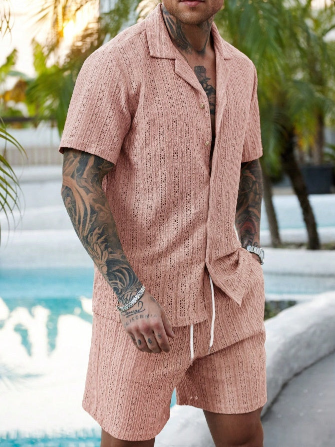 Mens Fashionable Printed Casual Shirt Set by Ricaloux