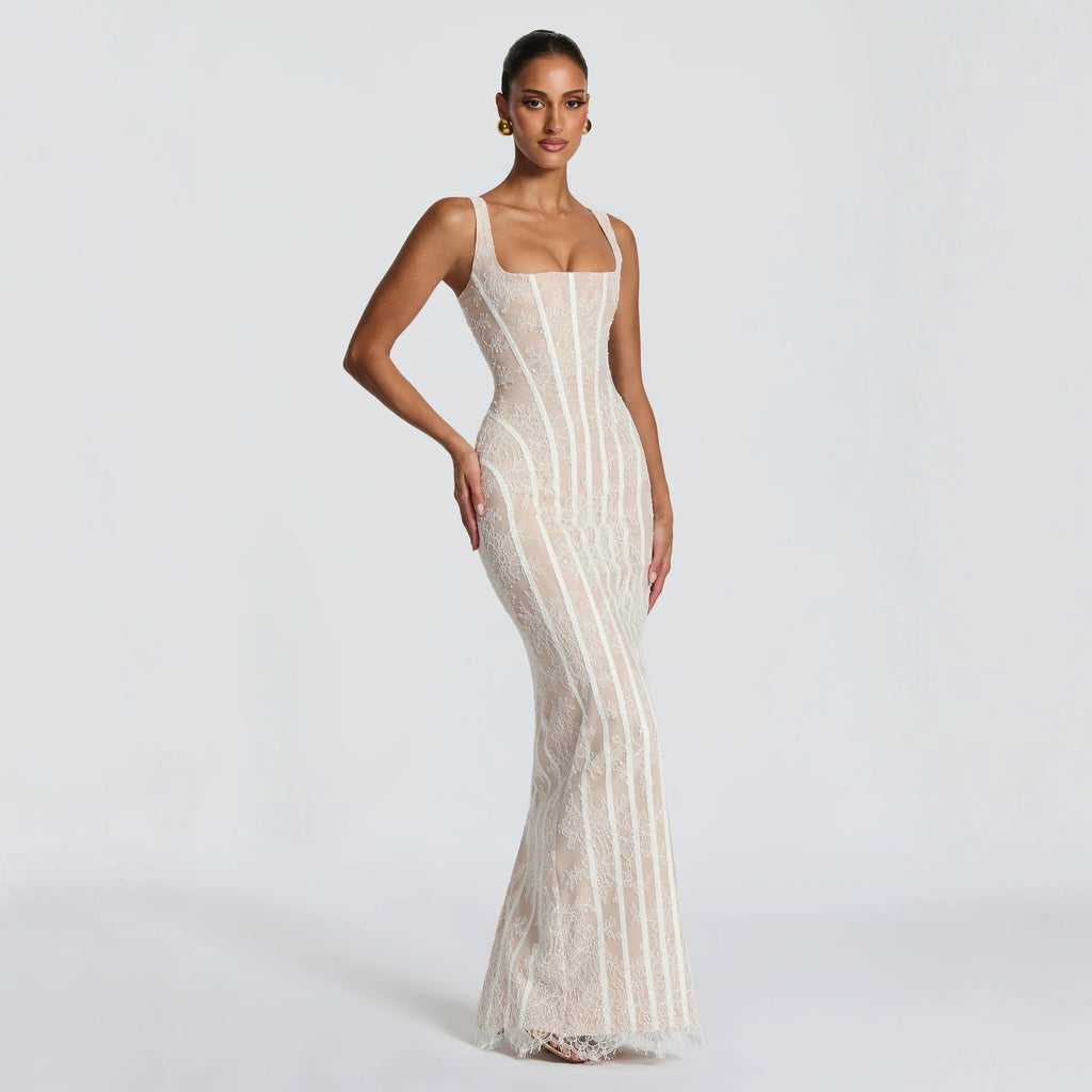 Womens Mesh Vertical-striped Sheath Dress by Ricaloux