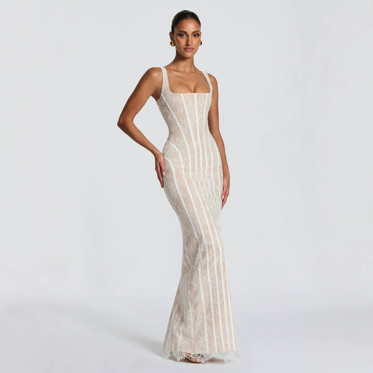 Womens Mesh Vertical-striped Sheath Dress by Ricaloux