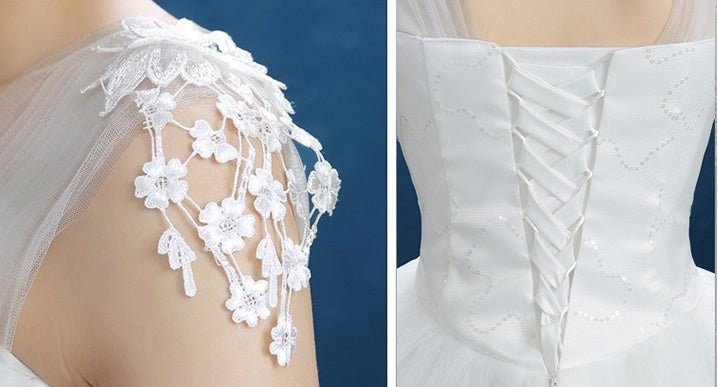 Summer New Wedding Dress, Korean Simple Shoulder Uniform Show Thin Bride Married One Word Shoulder Dress - RICALOUX