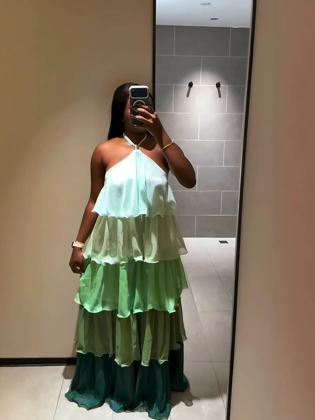 Women's Halter-neck Tiered Maxi Dress by Ricaloux