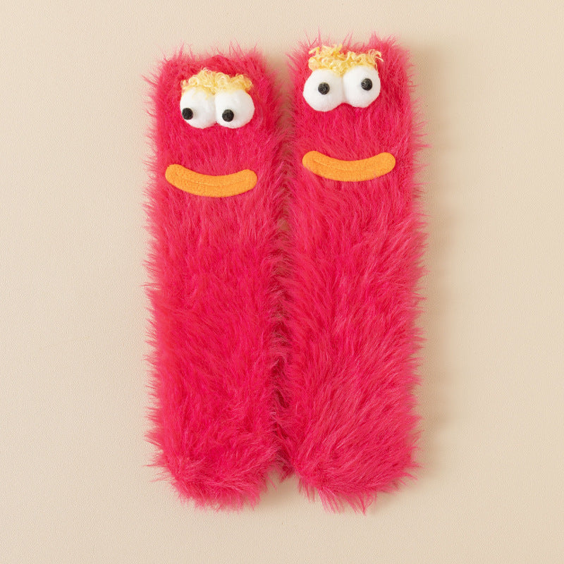 Womens Quirky Coral Fleece Mid-calf Socks by Ricaloux