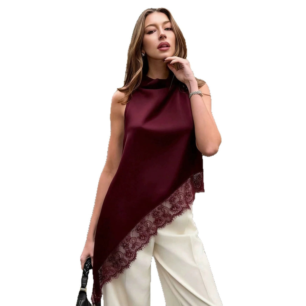 Elegant, Figure-flattering And Versatilesexy Sleeveless Lace-trimmed Top by Ricaloux