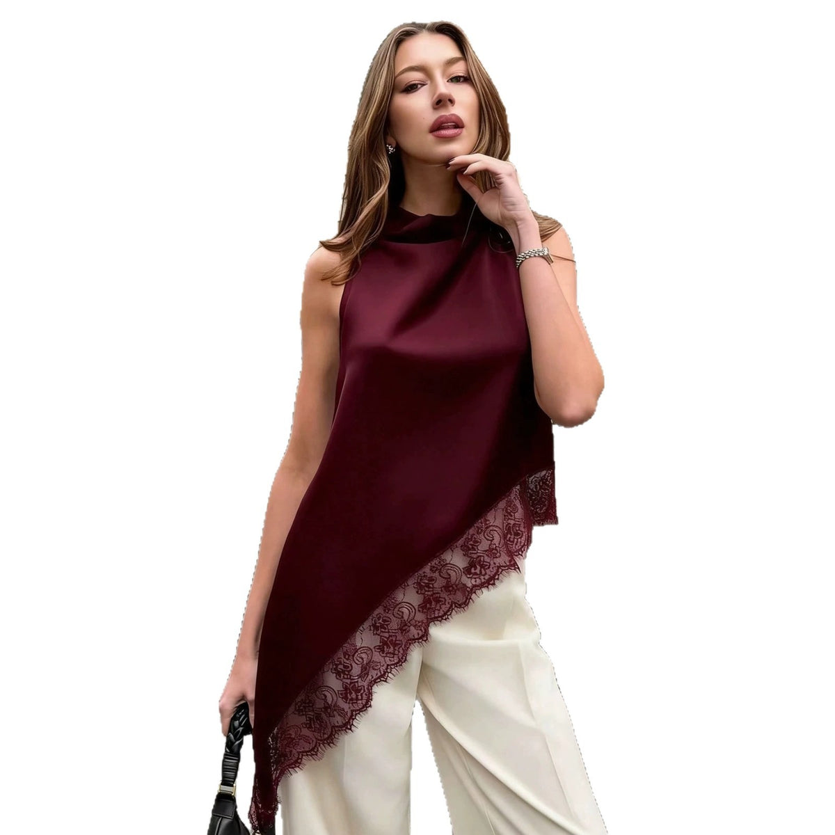 Elegant, Figure-flattering And Versatilesexy Sleeveless Lace-trimmed Top by Ricaloux