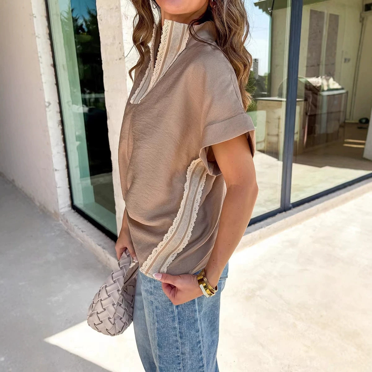 Versatile Lace-Trimmed Loose-Fit Top For Women by Ricaloux