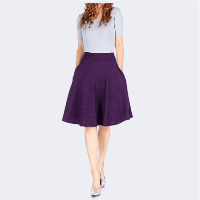 Knee-length A-line Skirt With Pockets Exuding An Elegant And Professional Vibe – Premium 0 | RICALOUX