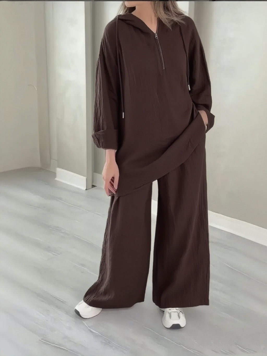 Half-zip Top And Wide-leg Pants Set – Premium 0 | RICALOUX